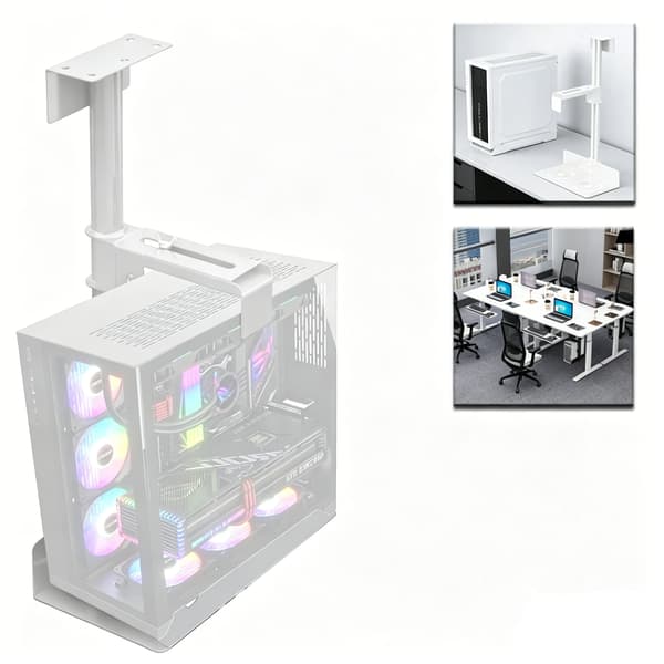 Justerbart computerstativ - Universal CPU-holder - Til skrivebord eller væg - Kulstofstål - Sort