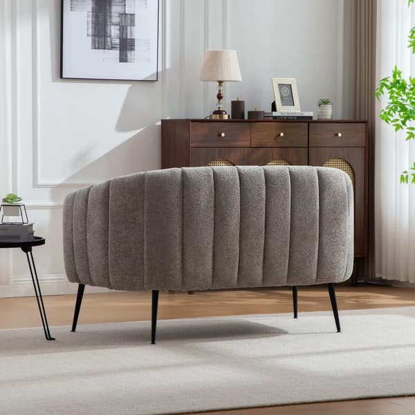 Chenille Sofa - 2-personers Sofa - Moderne Stil - Rillet Polstring - Metalben - Til Stuen - Grå