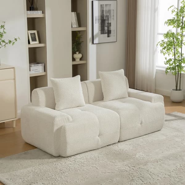 Modulär kompressionssoffa - 2-sitssoffa - Chenilletyg - 30D elastiskt skum - Halkfri undersida - Modern stil - Beige