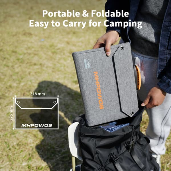 Bærbart solpanel - Foldbart 120W solcellepanel - Monokrystallinsk ETFE - 24% effektivitet - USB-C/USB-A/DC-udgange - Til camping autocamper nødstrøm