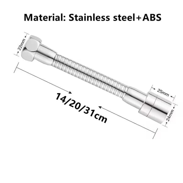 Sprayhoved til Køkkenhane - Perlator - 2 Tilstande - 360° Roterbart - Stænkbeskyttelse - 30 cm - Sølv - Rustfrit Stål/ABS