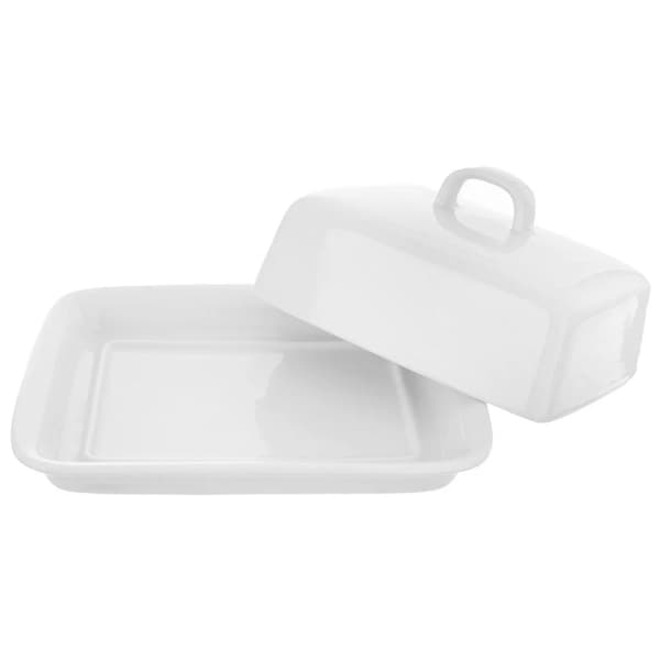 Smørskål - Keramik - Rektangulær - Hvid