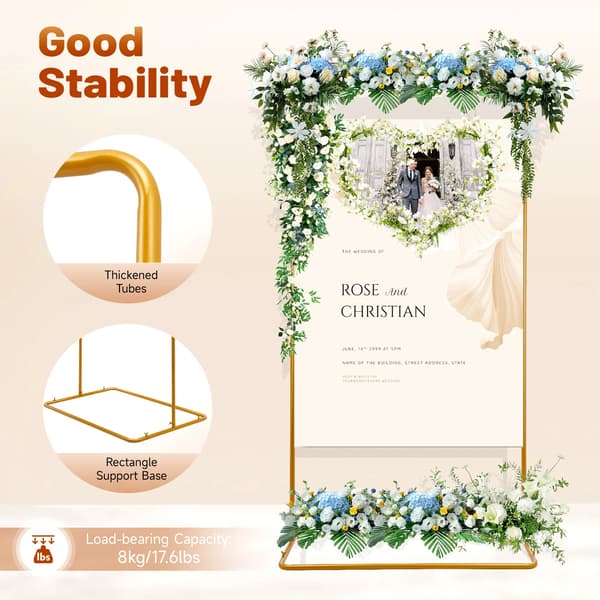 Bröllopsbåge & Bakgrundsstativ - Rektangulär Järnram - 105×67,5×200 cm - Växtklätterställning/Blomsterbåge - Guld