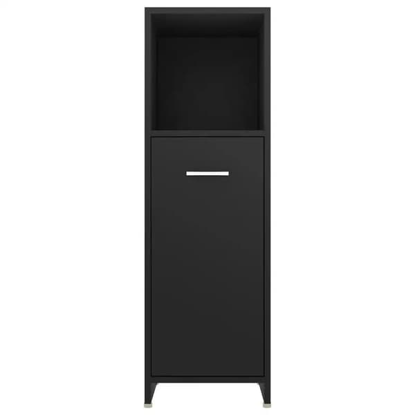 Badeværelsesskab - Højskab - 30x30x95 cm - Egetræ - Selvmontering - Sort