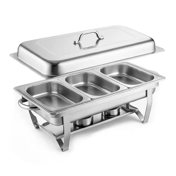 Chafing Dish Buffetvarmer - Rustfri Madvarmer - 3 Rum - Vandbad Serveringsfad - Til Catering og Buffet
