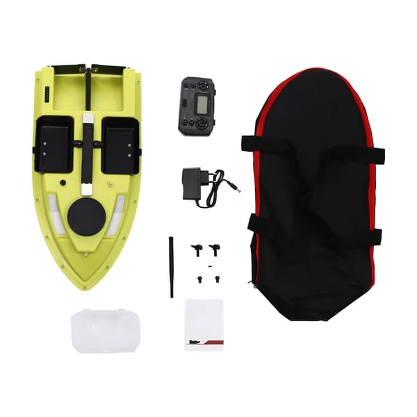 Bait Boat Fiskebåt - RC Foderbåt med GPS - 99 Waypoints - Auto Return - 4 Foderfack - 5200 mAh Batteri - LED-ljus - Grön