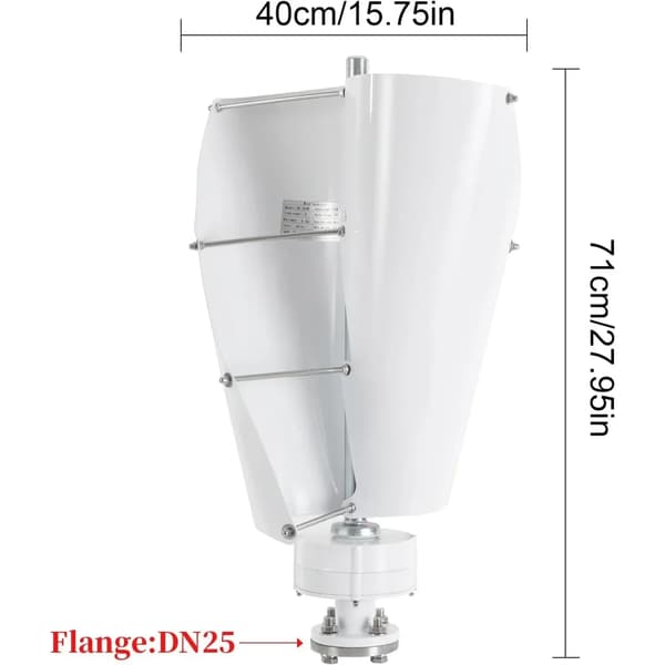 Vindgenerator - Vertikal vindmølle - 500 W - Permanentmagnet-generator - Samling - Hvid