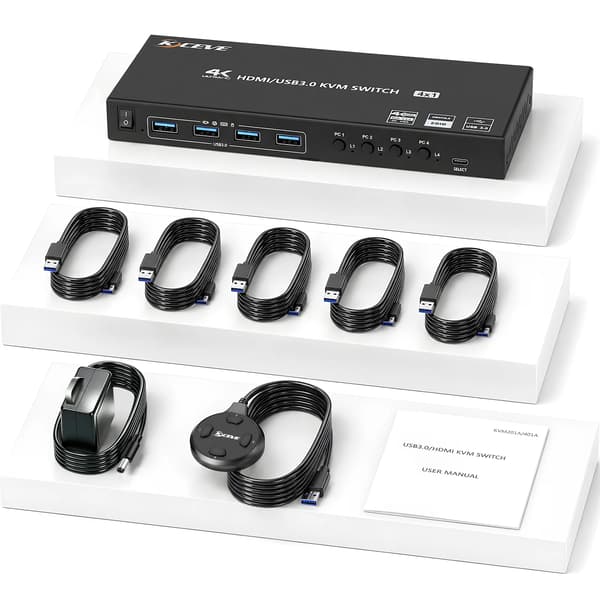 USB 3.0-kabler - 4-pak - Til HDMI-KVM-switch - Til tilslutning af computer og KVM-enhed