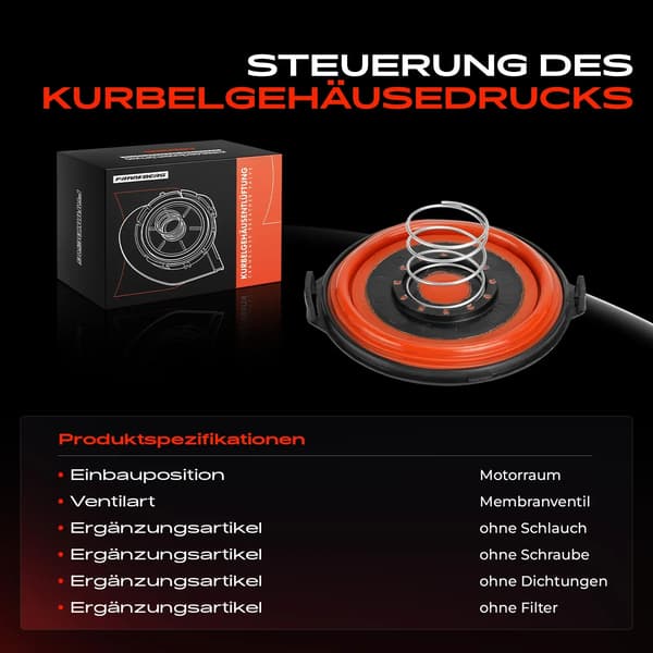 Krumtaphusventilation - Membranventil - Passer 1-serie E81 E87 E88 - 3-serie E90 E93 - 5-serie E60 E61 - Uden pakning og filter