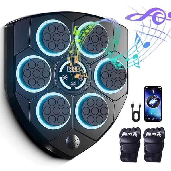 Smart boxningsmål - Elektronisk reflexträning - Musik - Bluetooth - Väggmonterad - Boxningssäck - Svart