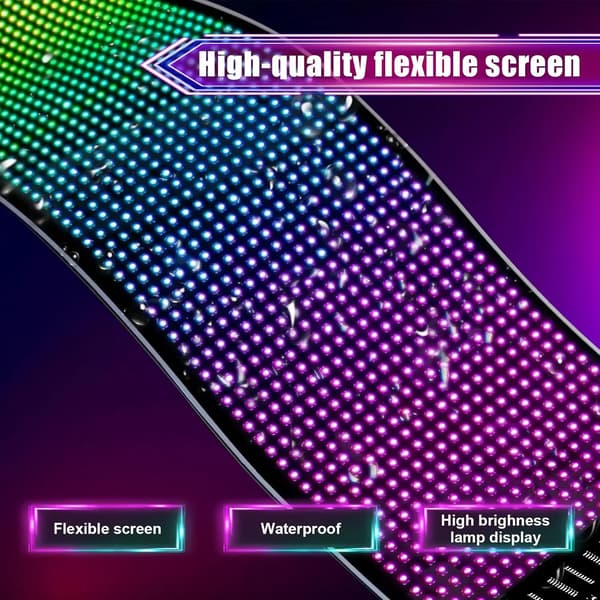 RGB LED-rulleskilt - Programmerbart LED-matrixpanel - 12 × 48 cm - Bluetooth - Appstyret - USB - Fleksibelt