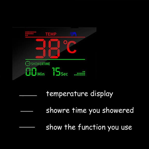 LED Regnbruser Panel - Bruserkolonne Med Vandfald - Digital Temperaturdisplay - SPA Kropsmassage Jets - 304 Rustfrit Stål - Sort