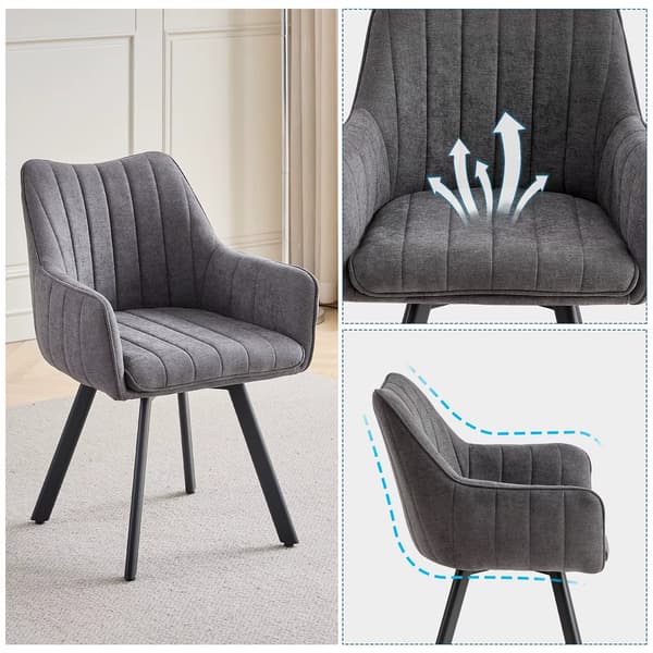Matstolar - 2-pack - Vadderade matstolar - Metallstomme - Monteras själv - Modern stil - Mörkgrå