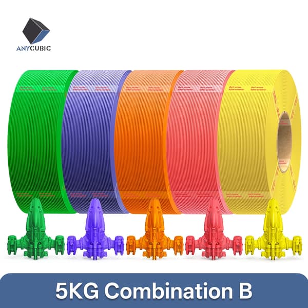 3D-printerfilament - PLA+ refill spoleløs - FDM - 5 kg pakke - Farvemix B