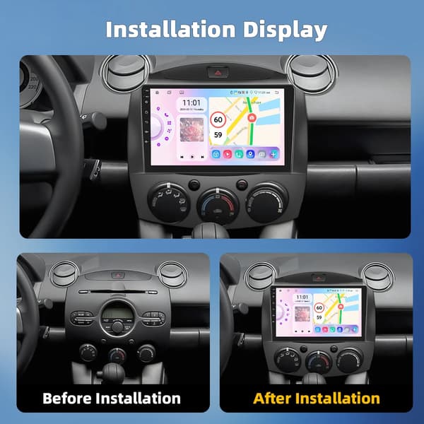 Bilradio - 2-DIN Android CarPlay GPS - 23 cm touchskærm - 4G - Bluetooth - Split screen - 4GB RAM 64GB ROM