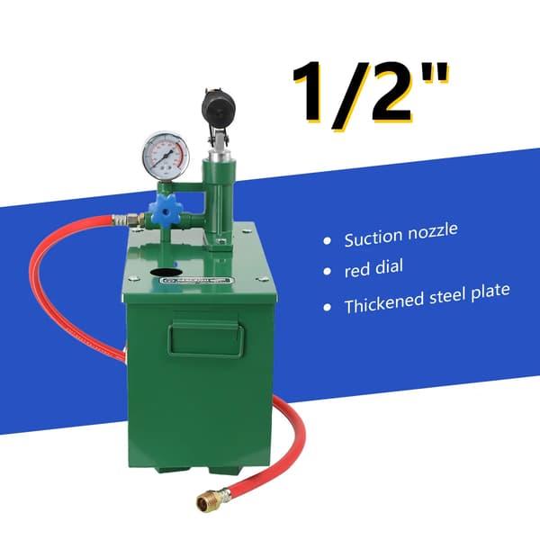 Handtrycktestpump - Manuell trycktestpump - Anslutning 1,27 cm - Rostfri - Elfri - För rör - För värme och solsystem
