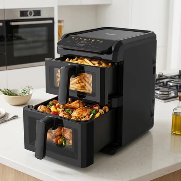 Airfryer - Model AV 6329 - 10 l kapacitet - 2700 W - 2 kurve - LED-display - 8 programmer - Sort