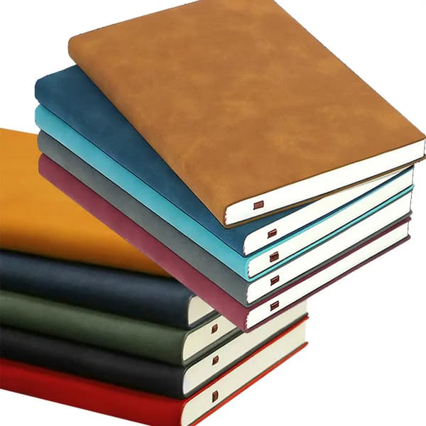 Notesbog i læder - A5 notebook/journal - 240 linjerede sider - Dagbog & blok - Til kontor & studie - Blå