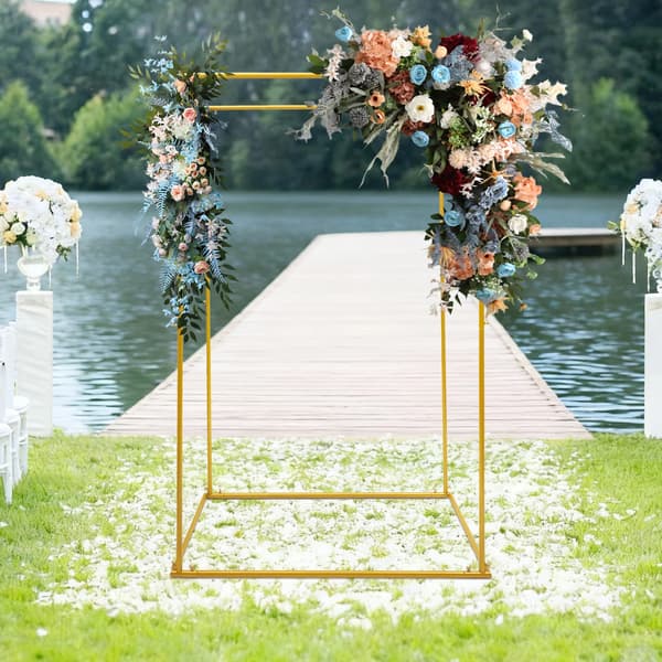 Metallställ bröllopsbåge - Stor rektangulär bakgrundsram - 119x60x184 cm - Robust stålkonstruktion - Rostfri - Guld