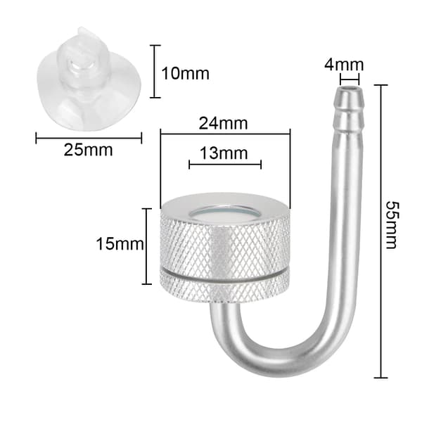 Akvarie-CO2-diffusor - Bubbelatomiserare - Sugkopp - För Växttillväxt - Silver