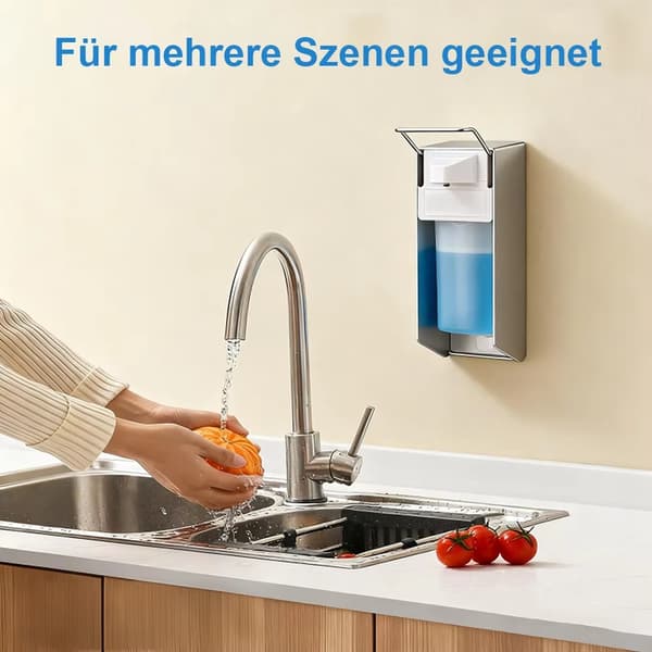Flydende sæbedispenser - Håndsæbedispenser - Vægmonteret - Manuel pumpe - 500 ml - Metal - Montering uden boring