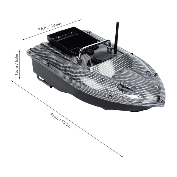 Fiskebåd til foder - RC agnbåd - 500 m rækkevidde - LED-lys - Natfiskeri - ABS-plast - Sort