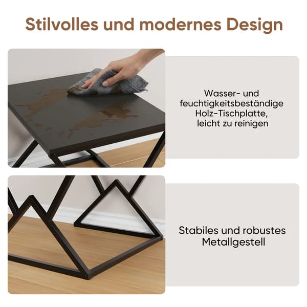 Geometrisk sofabord - Moderne sidebord - Træramme - Industriel stil - Sort