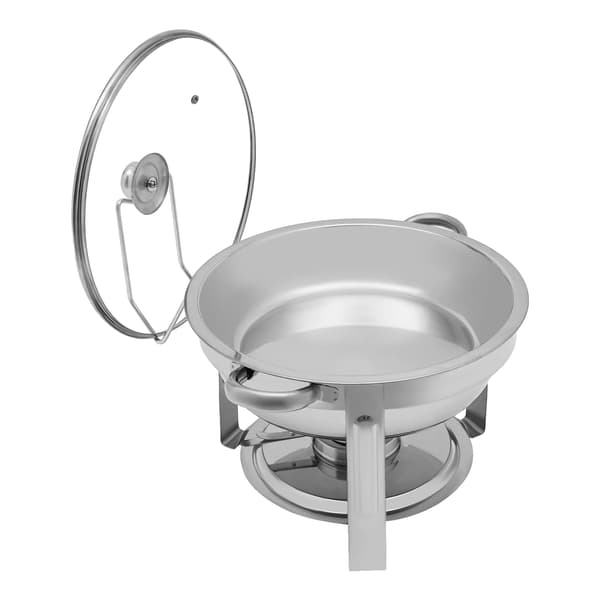 Chafing Dish Buffet Sæt - Rund Buffetvarmer/Chafer - 5 Qt (4,7 L) - Rustfrit Stål - Sølv