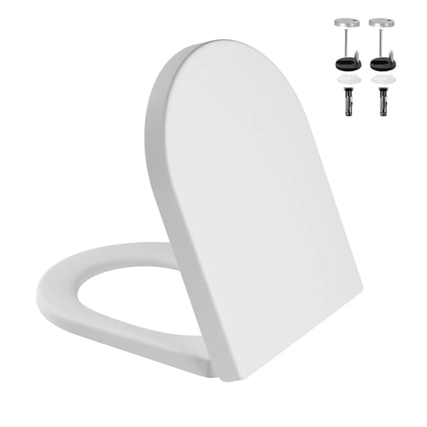 Toiletsæde - Lille D-form - Soft-Close - Quick-Release - PP-plast - Hvid