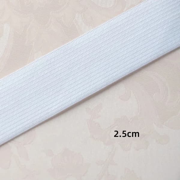 Elastikbånd - Syelastik - 25 mm bredt - 5 m langt - Polyester - Høj elasticitet - DIY-syning - Hvid