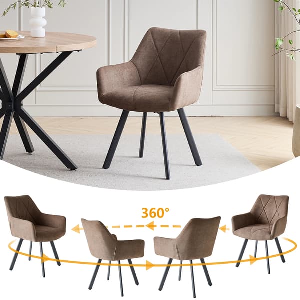 Matstolar - 4-pack - Klädda - Vadderade - Metallben - Modern stil - Brun