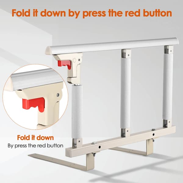 Sengegelænder - Sengehåndtag - 70 cm - Foldbart - Rustfrit stål - Rejsehjælp - Faldsikring