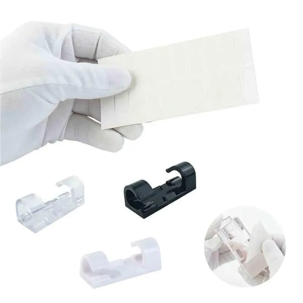 40 stk. Kabelclips - Kabelstyring til Skrivebord - Plast - Små - Sorte