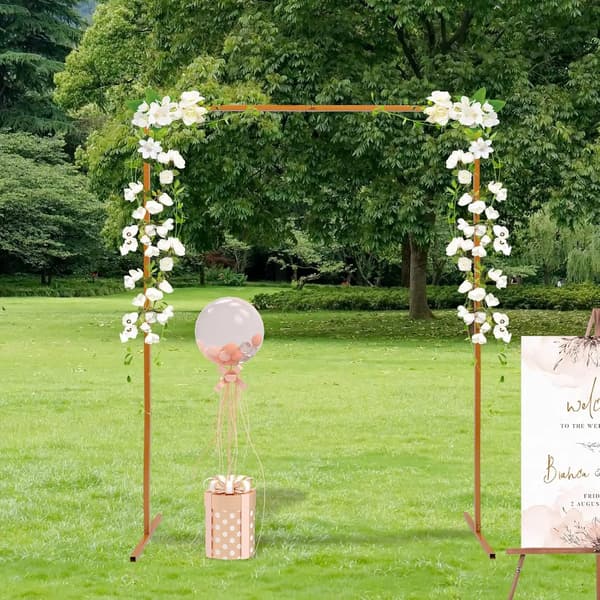 Rektangulär blomsterbåge - Bröllopsbåge i metall - Mått 2 m x 1,5 m - Storlek L - Bakgrundsstativ - Gul