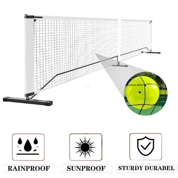 Pickleball-net - Regulær størrelse 6,7 m - 4 træbat