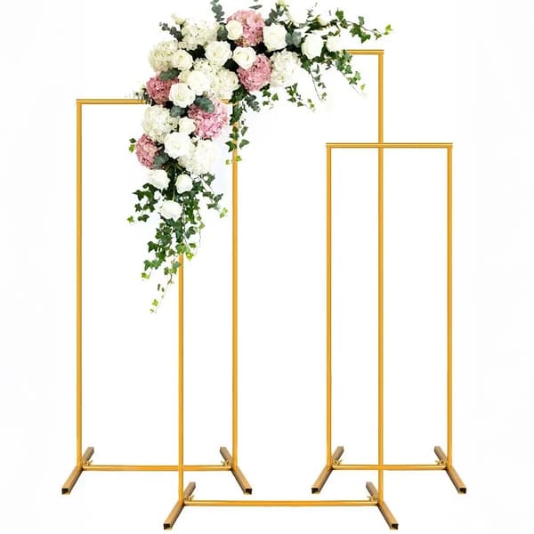 Fyrkantig bröllopsbåge - Metallstativ för backdrop - Ballongbåge - 1,2 x 2,2 m - Guldfärgad