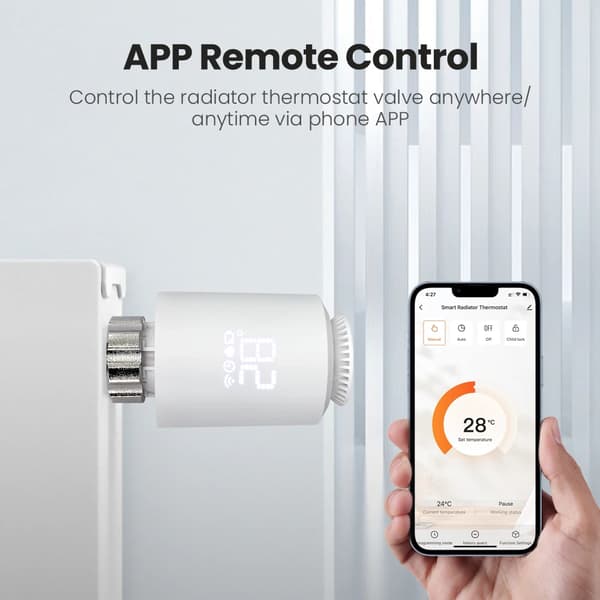 Smart radiatortermostat ZigBee - TRV06 ventil - App- og stemmestyring - Programmerbar - 3,7 V - Sæt 3 stk