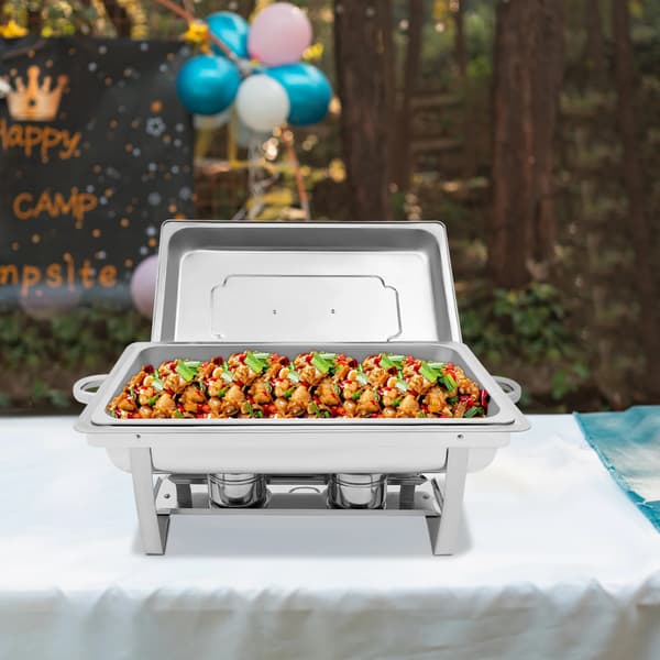Buffetsæt - Chafing dish - Rustfrit stål - 9 l - Rektangulær - Brændstofholdere - Poleret - Sølv