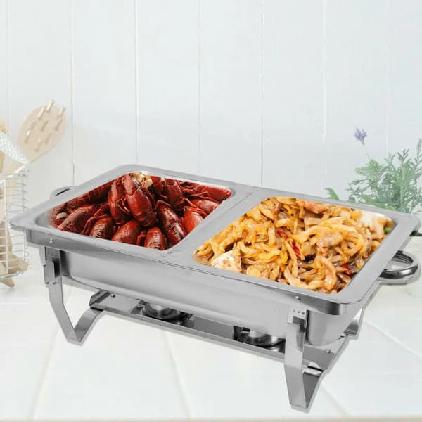 Buffetvarmer - Chafing Dish - Rektangulær - Rustfrit stål - 55,7 x 34 x 38,3 cm - Til hotel restaurant cafeteria - Sølv