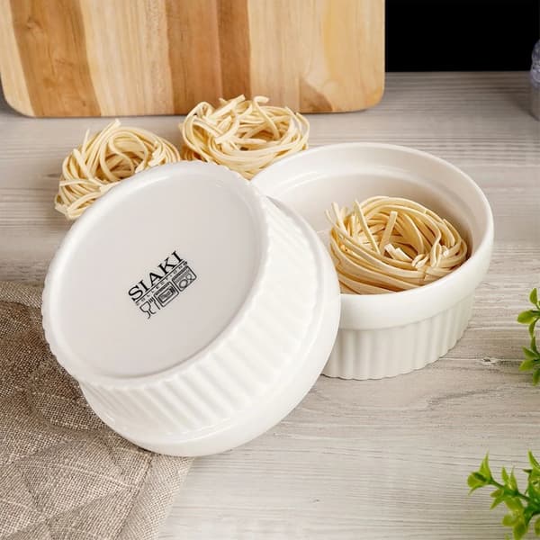 Hvide keramiske bageforme - Portionsforme - 11 cm - 250 ml - 2-pak