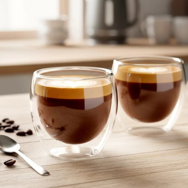 Kaffe- og teglas - Dobbeltvæggede termoglas - Glas - 250 ml - 2-pak
