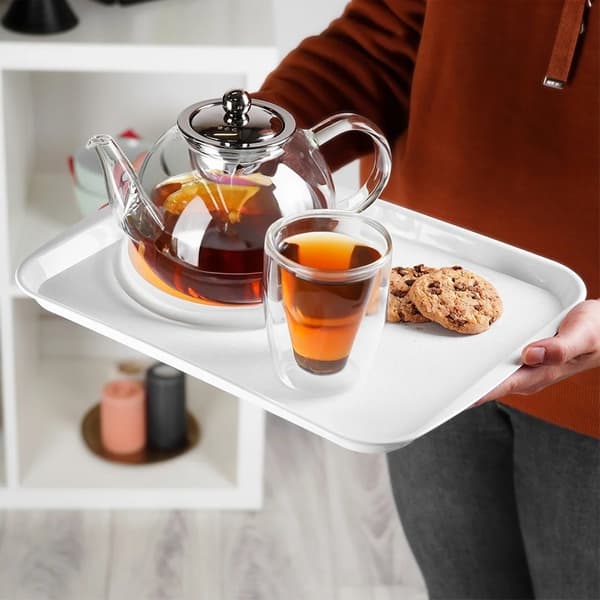 Serveringsbakke - Plast - 35,5 x 27 cm - Hvid