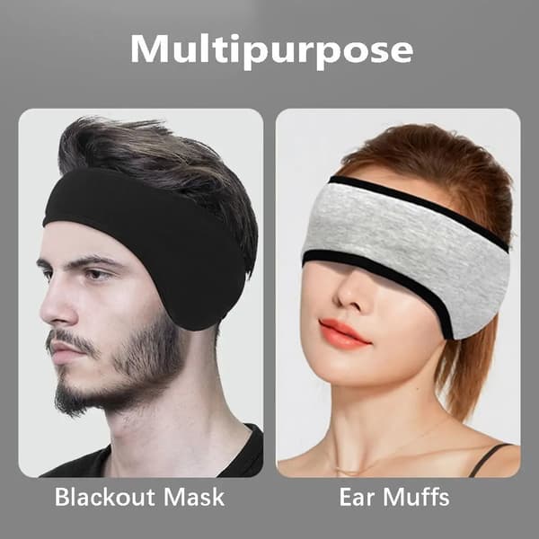 Sovmask med öronmuffar - Justerbar - Ljuddämpande - Mörkläggande - Polyester - Grå