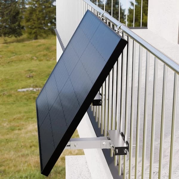 Solpanel beslag - Balkonkraftværk holder - Krogmontering - Til altanræling - Sæt til 4 solpaneler (4 sæt)