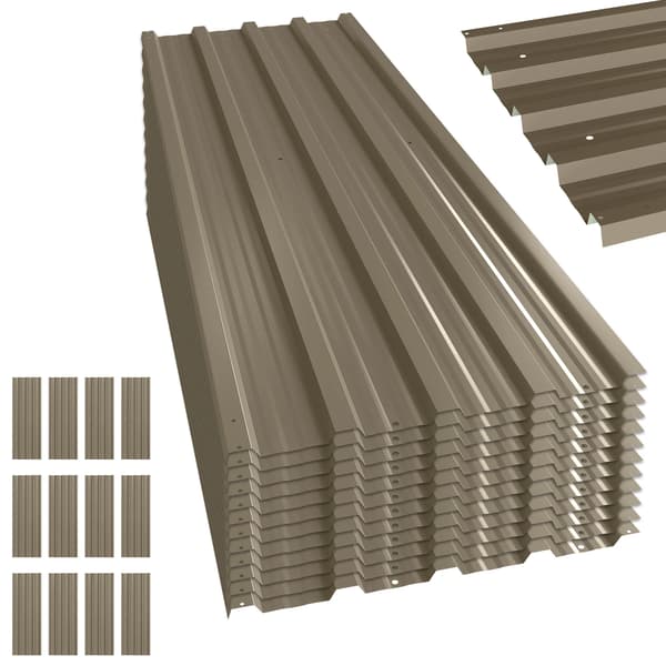 Takplåtar - Galvaniserat stål - 12-pack - 129 x 45 cm - Brun