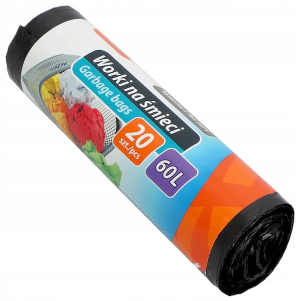 Avfallspåsar - Sopsäckar för sortering - Kapacitet 60 l - 20-pack - Svart