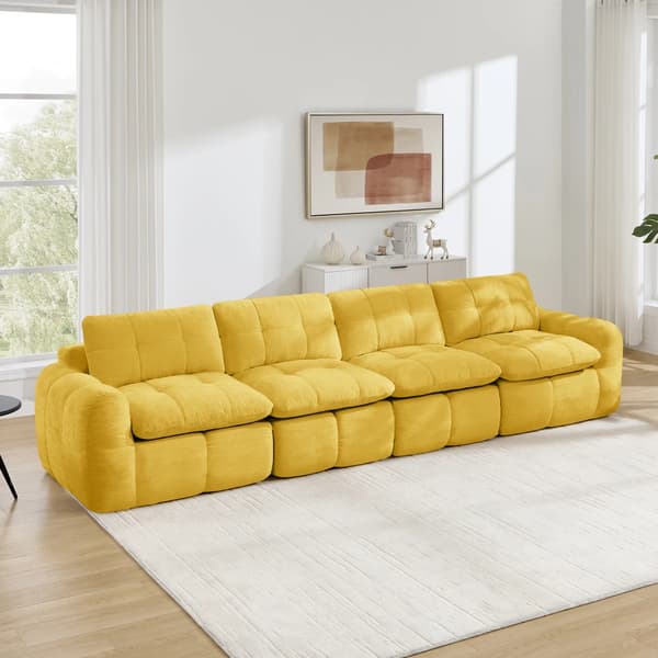 4-personers modulsofa - U-formet - Chenille - Dybe sæder - Modulær - Moderne - Gul