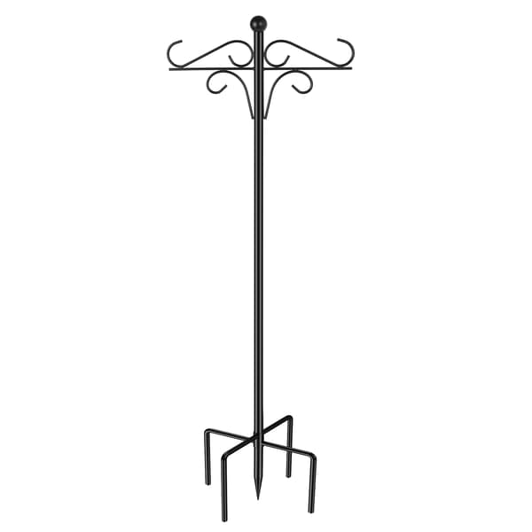 Fuglefoderstang til udendørs brug - Hornformet hyrdekrog - 1 stk. - 2,4 m - Metal - Ophæng til fuglefoderhuse, lanterner og planter