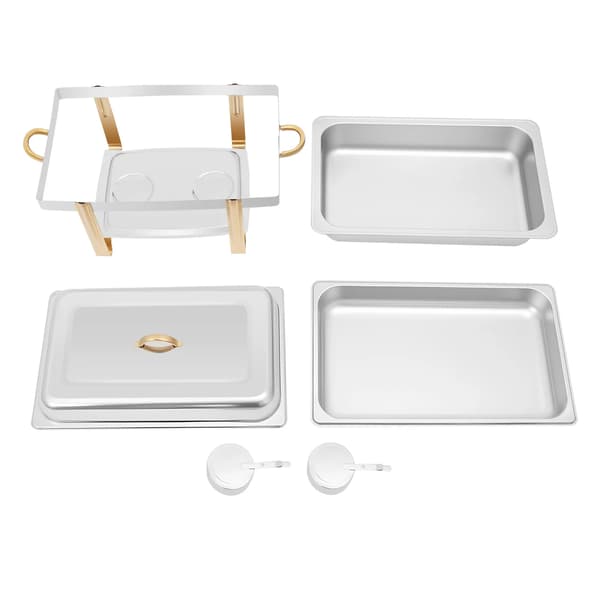 Buffetvarmer - Chafing Dish - Rustfrit stål - Med brænderholdere - Til buffet & catering - Sølv
