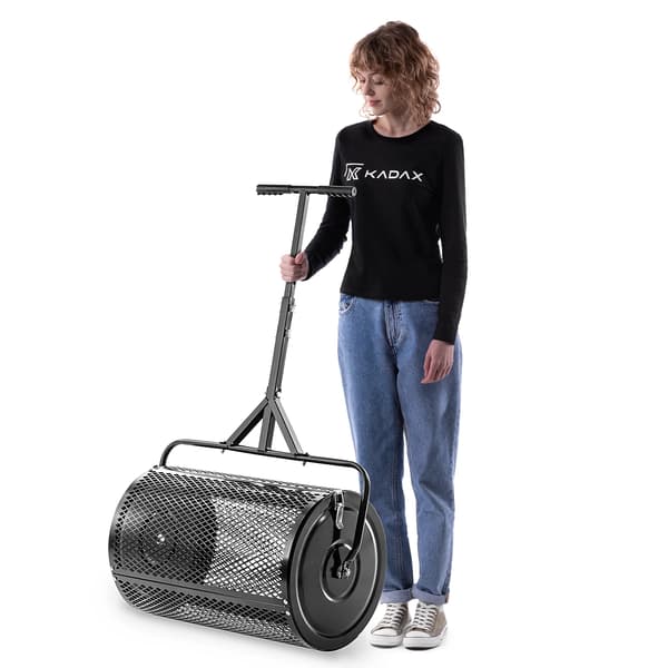 Plænetromle, plænerulle - Ståltromle - 60 cm bredde - 75 l volumen - Sort